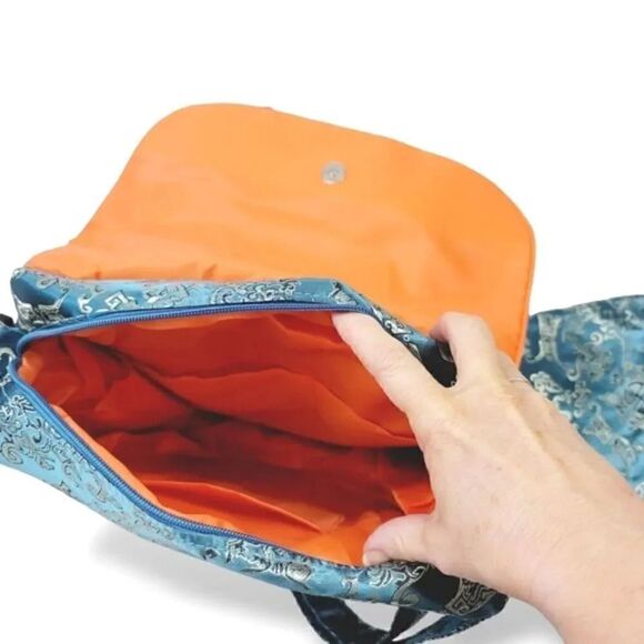 NEW 2-in-1 Brocade Backpack/Baby Bag/Messenger in Aqua Blue main image 8